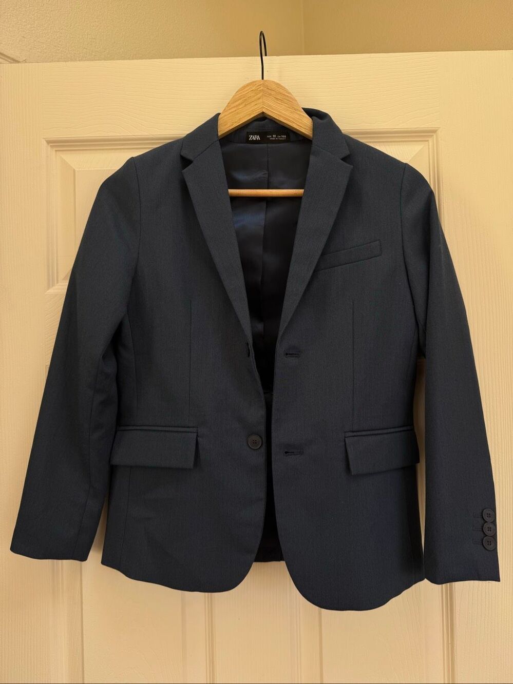 Zara boys size 10 cotton formal navy blue dress suit blazer wedding spring tea p